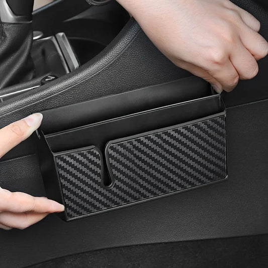Organisateur de siège intérieur de voiture adhésif multifonctionnel, boîte de rangement pour téléphone portable, grande et petite, pour espaces restreints.