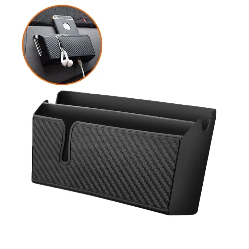 Organisateur de siège intérieur de voiture adhésif multifonctionnel, boîte de rangement pour téléphone portable, grande et petite, pour espaces restreints.